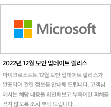 [마이크로소프트 보안권고] 2022년 12월 보안 업데이트 릴리스